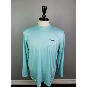 Patagonia Mens Large Blue Long Sleeve Fishing Shirt Men 100% Polyester